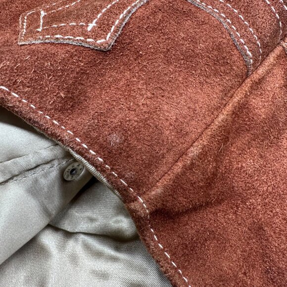 Vintage Western Brown Leather Suede Vest Small Zamher Mexico Festival Cowboy - Picture 10 of 10